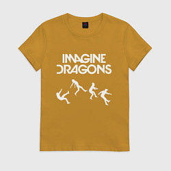 Футболка хлопковая женская IMAGINE DRAGONS, цвет: горчичный