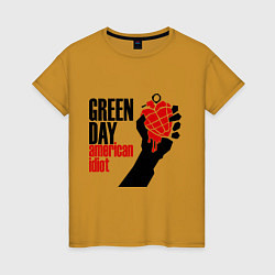 Футболка хлопковая женская Green Day: American idiot, цвет: горчичный