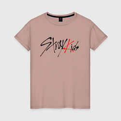 Футболка хлопковая женская STRAY KIDS FELIX, цвет: пыльно-розовый