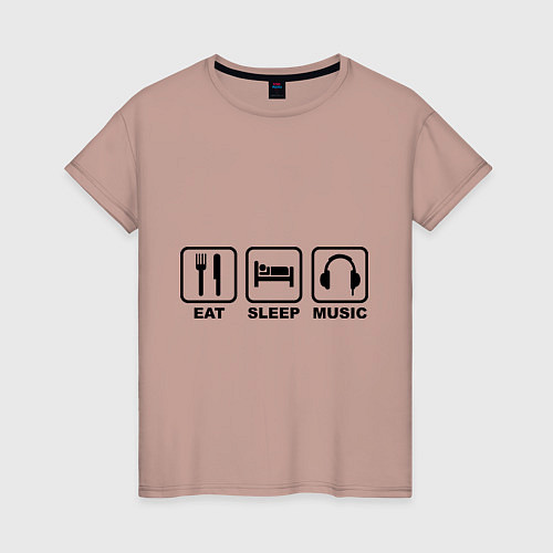 Женская футболка Eat Sleep Music / Пыльно-розовый – фото 1