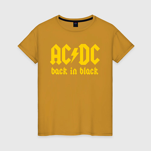 Женская футболка ACDC BACK IN BLACK / Горчичный – фото 1