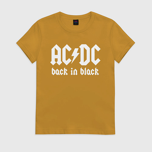 Женская футболка ACDC BACK IN BLACK / Горчичный – фото 1
