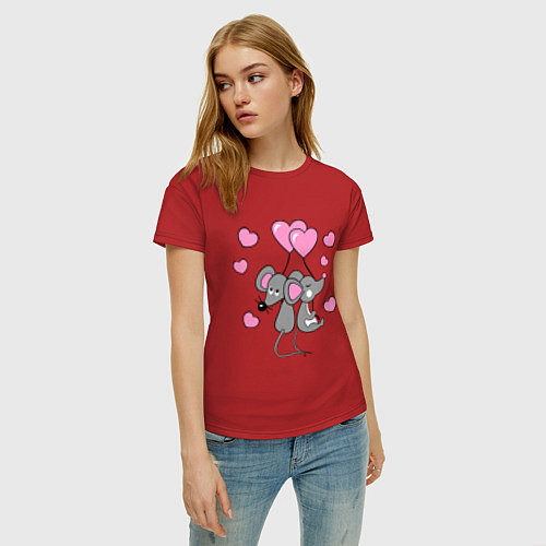 Женская футболка Влюбленные мышки / Красный – фото 3