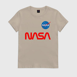 Футболка хлопковая женская Nasa mania, цвет: миндальный