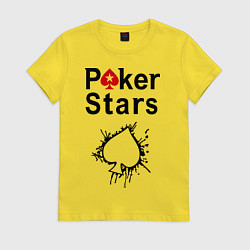 Футболка хлопковая женская Poker Stars, цвет: желтый