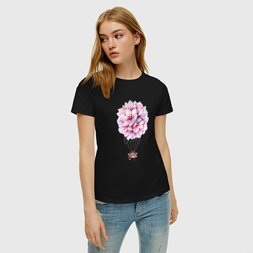Женская футболка Воздушные Цветы / Черный – фото 3