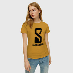 Футболка хлопковая женская Scorpions logo, цвет: горчичный — фото 2