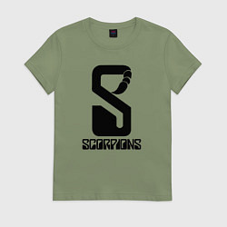 Футболка хлопковая женская Scorpions logo, цвет: авокадо