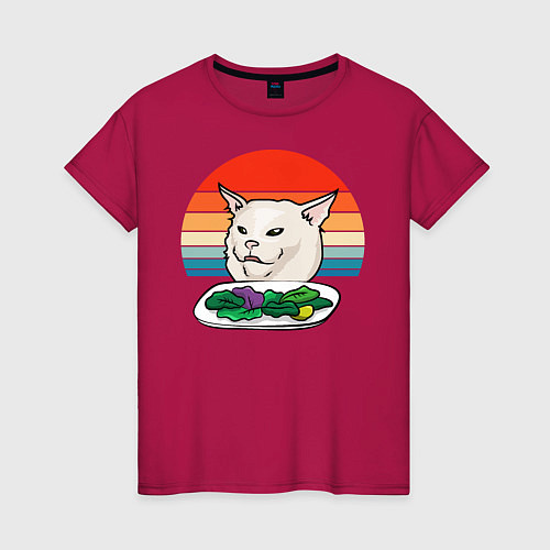 Женская футболка Woman yelling at a cat / Маджента – фото 1