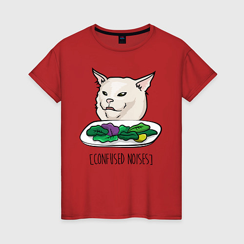 Женская футболка Woman yelling at a cat meme / Красный – фото 1