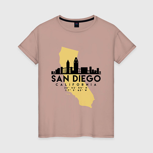 Женская футболка Сан-Диего Калифрния / Пыльно-розовый – фото 1