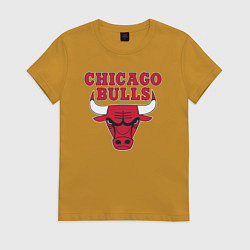 Футболка хлопковая женская CHICAGO BULLS, цвет: горчичный