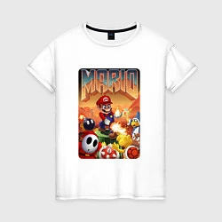 Футболка хлопковая женская Mario в стиле Doom, цвет: белый
