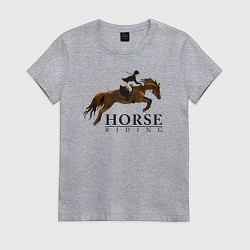 Футболка хлопковая женская HORSE RIDING, цвет: меланж