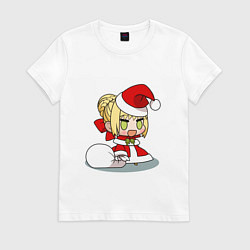 Футболка хлопковая женская Padoru Padoru мем, цвет: белый