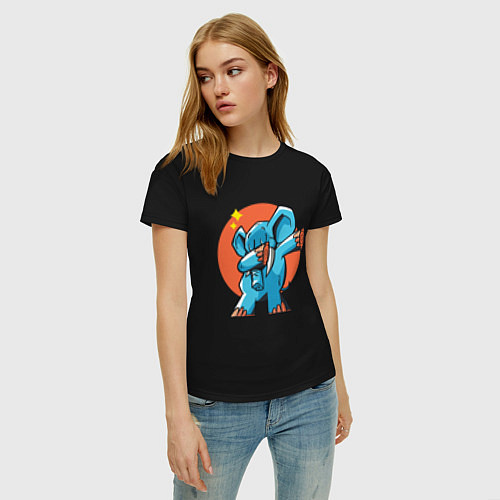 Женская футболка Dab Elephant / Черный – фото 3