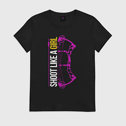 Футболка хлопковая женская Shoot like a Girl, цвет: черный