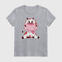 Футболка хлопковая женская Коровка, цвет: меланж