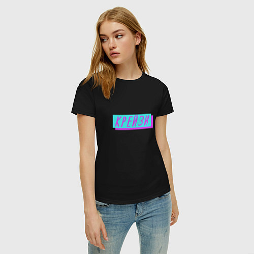 Женская футболка Крейзи / Черный – фото 3