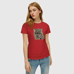 Футболка хлопковая женская Metallized Snow Leopard, цвет: красный — фото 2