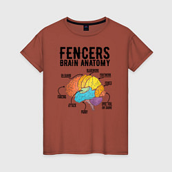 Футболка хлопковая женская Fences Brain Anatomy, цвет: кирпичный