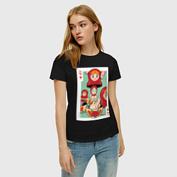 Футболка хлопковая женская Матрешка, цвет: черный — фото 2