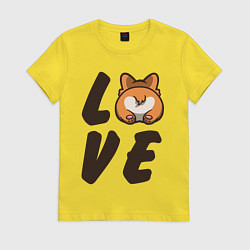 Футболка хлопковая женская Love Corgi, цвет: желтый