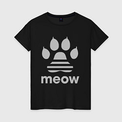 Футболка хлопковая женская Meow, цвет: черный