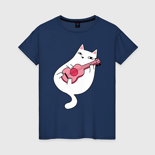 Женская футболка Music Cat / Тёмно-синий – фото 1