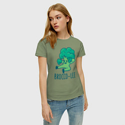 Футболка хлопковая женская Brocco Lee, цвет: авокадо — фото 2
