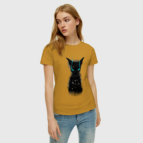 Женская футболка Dark Cat / Горчичный – фото 3