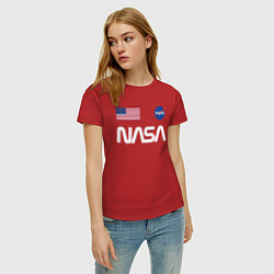 Футболка хлопковая женская NASA, цвет: красный — фото 2