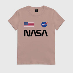 Футболка хлопковая женская NASA НАСА, цвет: пыльно-розовый