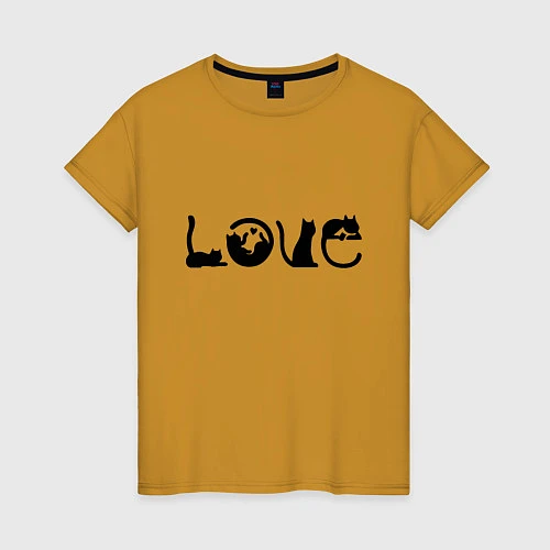 Женская футболка Love Cats / Горчичный – фото 1