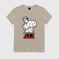 Футболка хлопковая женская Muhammad Ali, цвет: миндальный