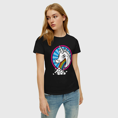 Женская футболка Unicorn do Rainbow / Черный – фото 3