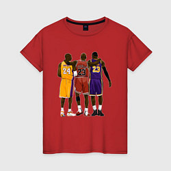Футболка хлопковая женская Kobe, Michael, LeBron, цвет: красный