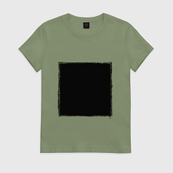 Футболка хлопковая женская ЧЕРНЫЙ КВАДРАТ, цвет: авокадо