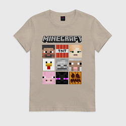 Футболка хлопковая женская MINECRAFT, цвет: миндальный