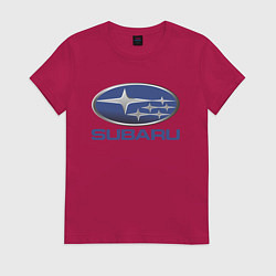 Футболка хлопковая женская SUBARU, цвет: маджента