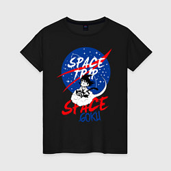 Футболка хлопковая женская Space trip, цвет: черный