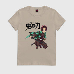 Футболка хлопковая женская KIMETSU NO YAIBA, цвет: миндальный