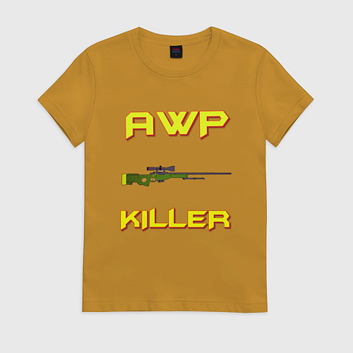Женская футболка AWP killer 2 / Горчичный – фото 1