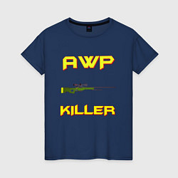 Футболка хлопковая женская AWP killer 2, цвет: тёмно-синий
