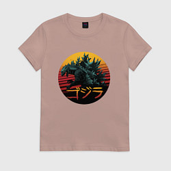 Футболка хлопковая женская Godzilla in circle, цвет: пыльно-розовый