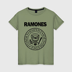 Футболка хлопковая женская RAMONES, цвет: авокадо