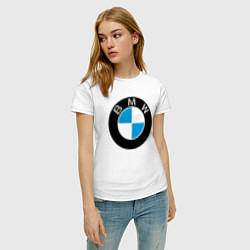 Футболка хлопковая женская BMW, цвет: белый — фото 2