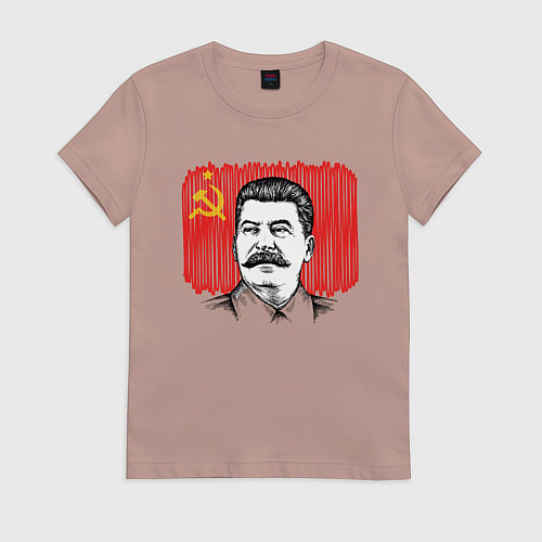 Женская футболка Сталин и флаг СССР / Пыльно-розовый – фото 1