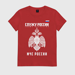 Футболка хлопковая женская МЧС России, цвет: красный