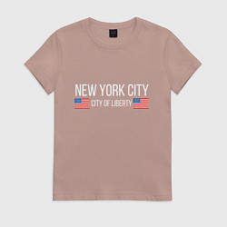 Футболка хлопковая женская NEW YORK, цвет: пыльно-розовый